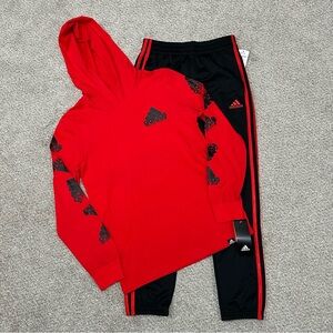 Adidas Boys Long Sleeve Hooded Tee and Jogger Pants Set